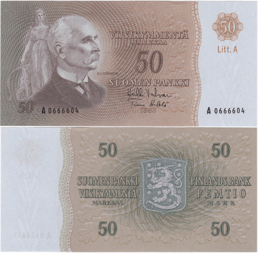 50 Markkaa 1963 Litt.A A0666604 kl.9